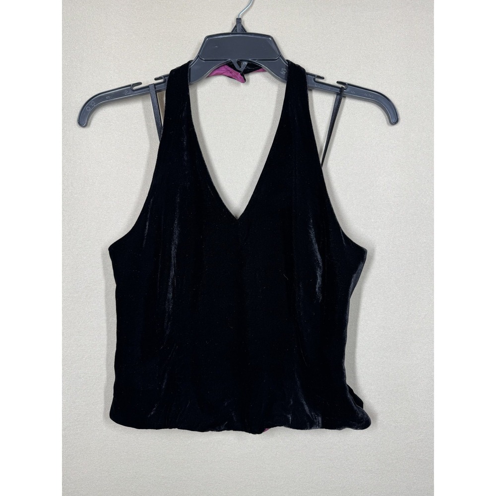 Finity Velvet Tank Top Womens 4 Black Lined Sleeveless‎ Halter Party Chic Y2K